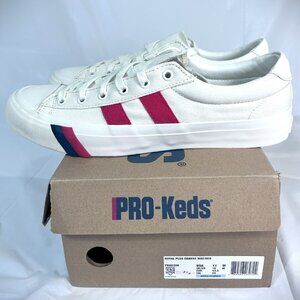 Pro-Keds Royal Plus Lace Up White Red Canvas Sneaker Size 11m/12.5W
